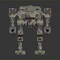 Camouflage Four Legged Mechanical Robot 3D Model With Articulated Joints Armored Body And Weapon Components