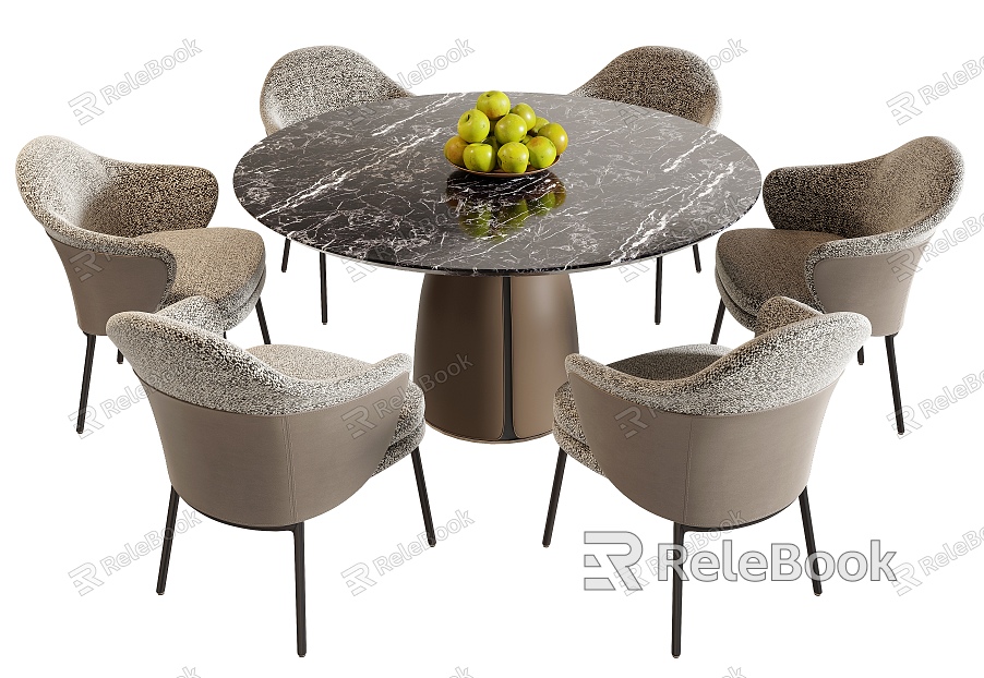 minotti Dining Table and Chair Round Dining Table Dining Chair Single Chair Wine Cabinet Chandelier model