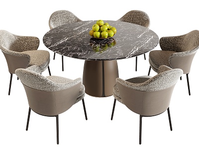 minotti Dining Table and Chair Round Dining Table Dining Chair Single Chair Wine Cabinet Chandelier model