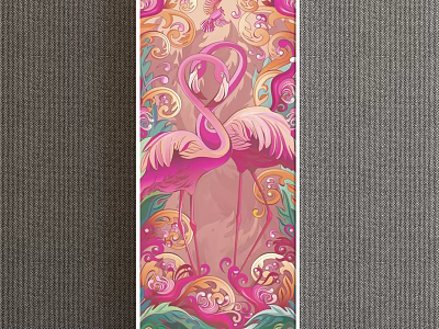 American Animal Painting Red Living Room Animal Flamingo 3d model