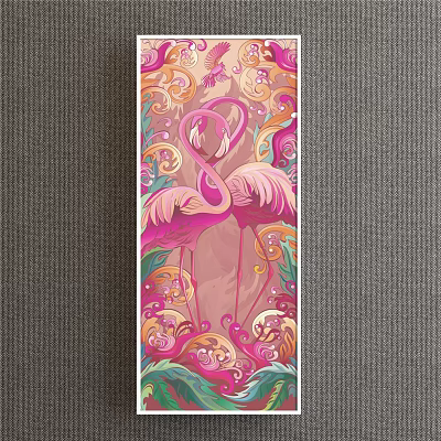 Two Pink Flamingos Animal Painting With Colorful Swirls And Decorative Floral Patterns 3d model