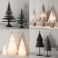 Christmas Tree Decorative Ornament Set With Black Green Beige White Wooden Polka Dot Minimalist Styles