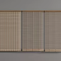 Three Panel Bamboo Window Blinds Light Natural Color Slat Design 3d model