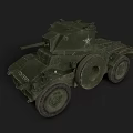 Green Military Wheeled Tank With Star Emblem And Worn Vintage Appearance