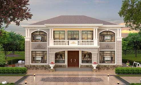 European-style single-family villa 3d model