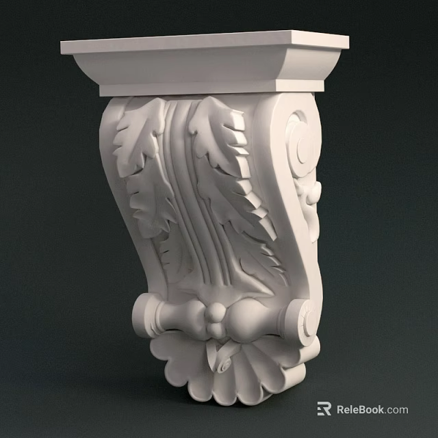 White Carved Classical Capital With Intricate Leaf Motifs And Decorative Details 3d model 
