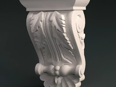White Carved Classical Capital With Intricate Leaf Motifs And Decorative Details 3d model