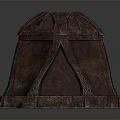 Ancient Weapon Component With Reddish Brown Textured Surface And Medieval Design Details 3d model