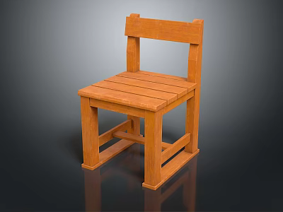 Simple Design Wooden Chair With Slatted Seat And Backrest For Home Furniture 3d model