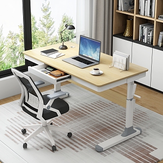 Modern desk chair lifting computer desk 3d model