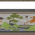 Traditional Japanese Rock Garden with Zen Pine Maple Trees Stone Lantern Raked Gravel And Moss