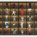 Neatly Arranged Display Cabinet With Various Action Figures And Colorful Collectible Toys
