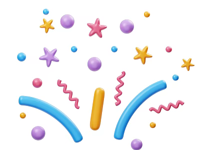 Colorful Decorative Ornament Set With Stars Balls Spirals And Arcs 3d model
