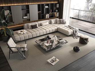 Modern Sofa Coffee Table Combination Sofa Coffee Table Multi-person Sofa Living Room 3d model