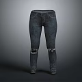 Dark Colored Slim Fit Jeans With Distressed Knees For Casual Wear