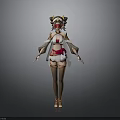 Woman in Red and White Outfit with Decorative Headpiece Flowing Shawl and High Heels