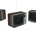 Three Vintage Televisions with Wooden Cases and Old-Fashioned Design on White Background
