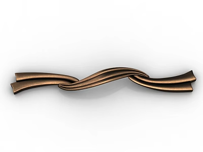 Modern Copper Twisted Curved Metal Handle For Furniture And Cabinet Decor 3d model