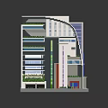 Cartoon Building Model With Modern Design Green Plants Curved Balconies And Colorful Accents