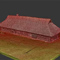 Traditional Wooden House Exterior With Thatched Roof And Green Grass Lawn