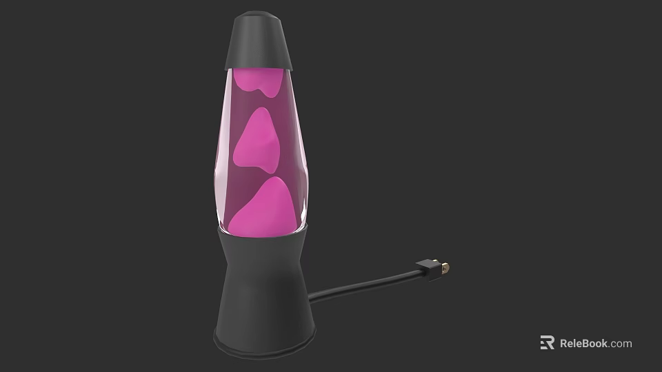 Decorative Lava Lamp With Black Base And Pink Lava In Transparent Glass Shade 3d model 