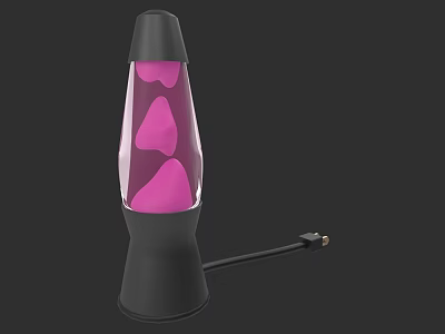 Decorative Lava Lamp With Black Base And Pink Lava In Transparent Glass Shade 3d model