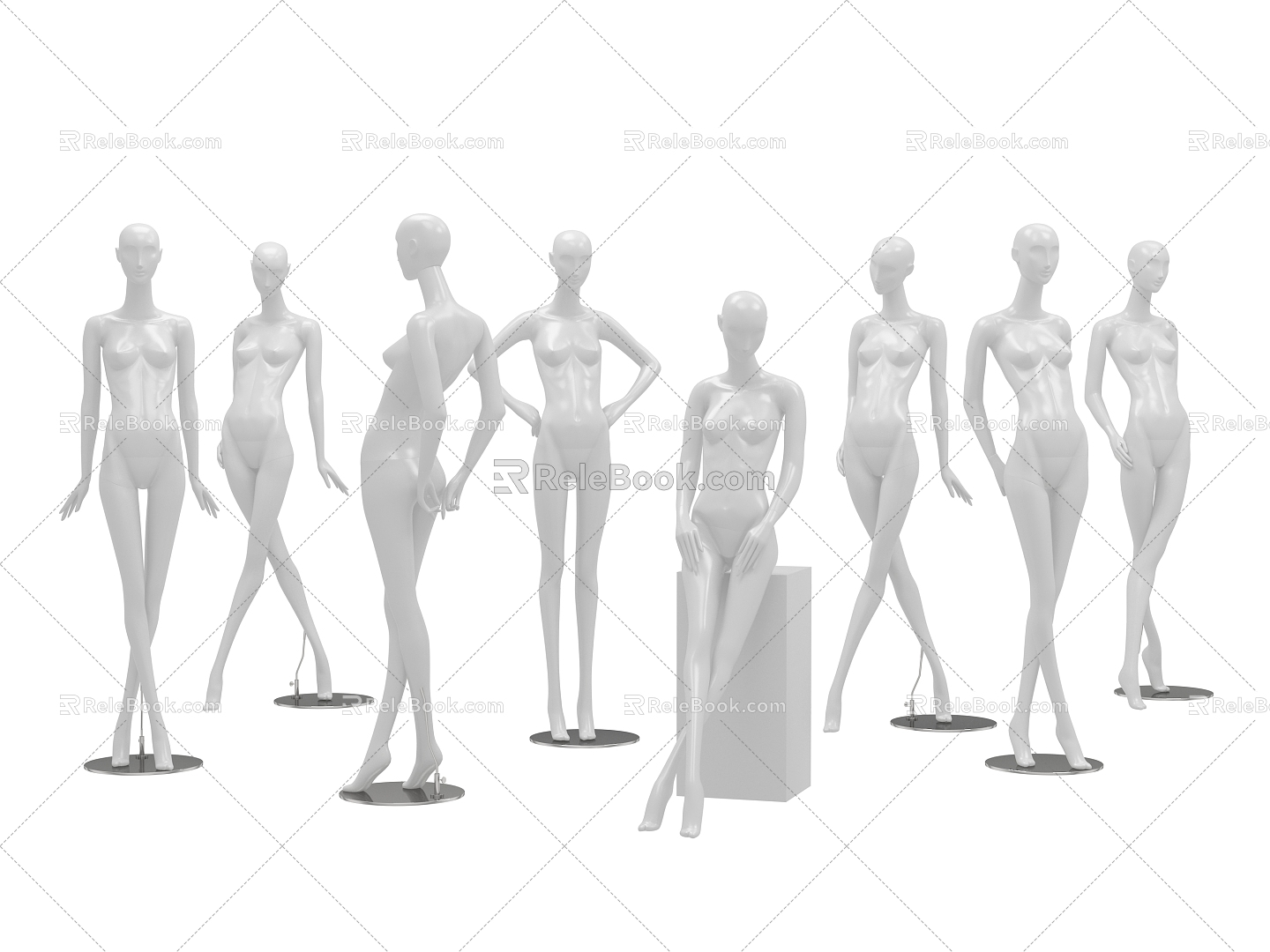 Model Human Figure Fashion Display Mall Clothing Window Display Female Pendulum Action 3d model