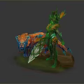 Fantasy Style 3D Model Decorative Figurine With Female Character And Flame Mount