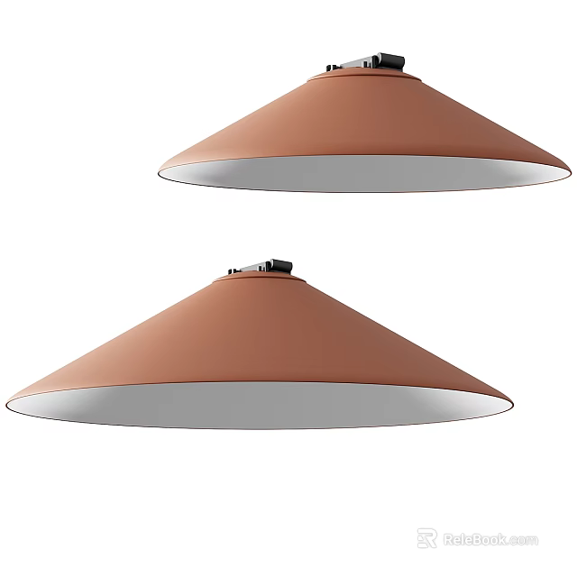 Stylish Copper Cone Shaped Ceiling Pendant Lights With White Inner Shade For Interior Decoration 3d model 
