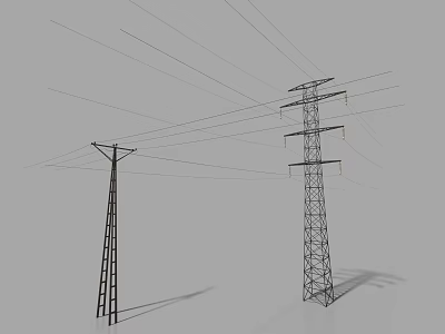 Public Utility High Voltage Electricity Pylons With Steel Structure For Power Transmission Lines 3d model