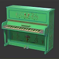 Green Decorative Piano With Painted Floral Art And Musical Design Elements