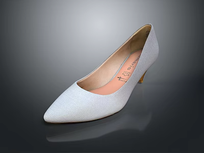 White Elegant Women's High Heels With Pointed Toe And Slim Heel 3d model