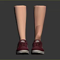Pink Athletic Sneakers With White Stripes Laces And White Soles On Prosthetic Legs