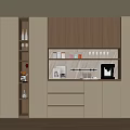 Modern Wine Cabinet Interior Design With Wooden Cabinets Drawers And Glassware