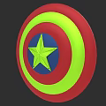 Colorful Red Green Blue Shield Weapon With Yellow Star And Concentric Circles