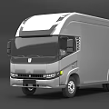 Silver White Cargo Truck With Modern Front Design Headlights Grille And Side Mirrors