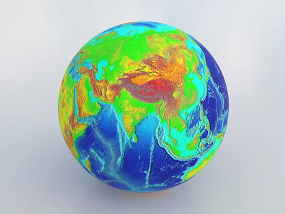 Globe Decorative Ornament With Vibrant Blue Ocean And Colored Land For Desktop Home Decor 3d model