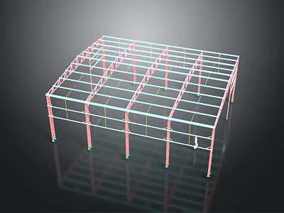 Industrial Steel Structure Frame For Building Construction With Support Columns 3d model