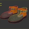 Stylish Grey And Orange Casual Shoes With Thick Sole And Buckle Strap Design