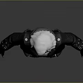 White Haired Female Character 3D Model Wearing Black Coat White Top Black Pants And Boots