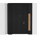 Modern Wooden Front Door With Metal Accents And House Number 2807