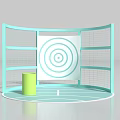 Modern Photo Spot With Light Blue Curved Structure Target Design And Green Cylinder