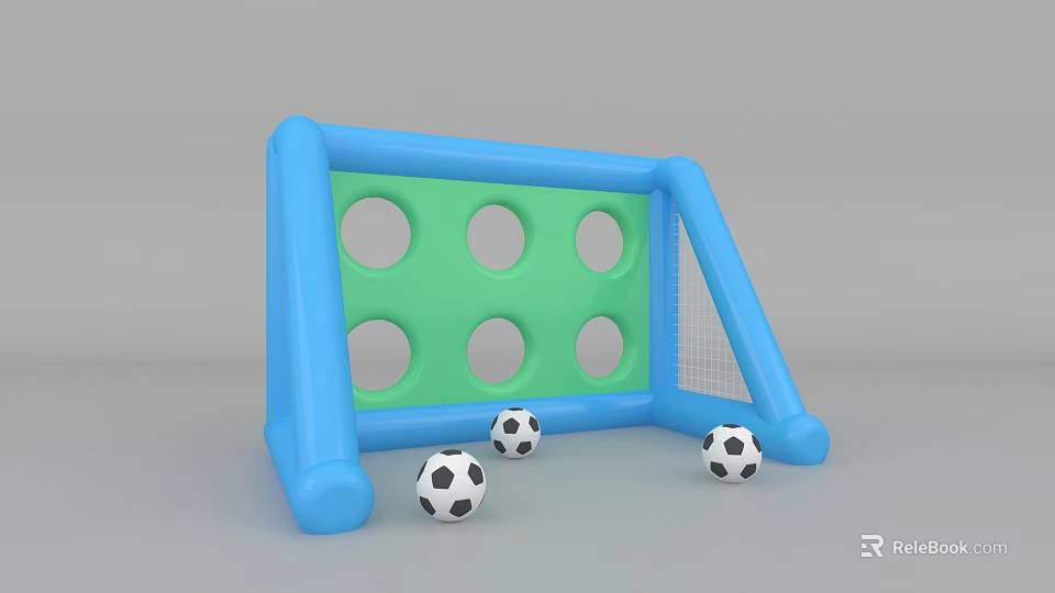 Inflatable Kids Soccer Goal With Multiple Target Holes And Mini Footballs 3d model 