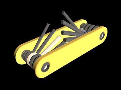 Yellow Hex Key Storage Case with Multiple Tools and Plastic Organizer Holder 3d model
