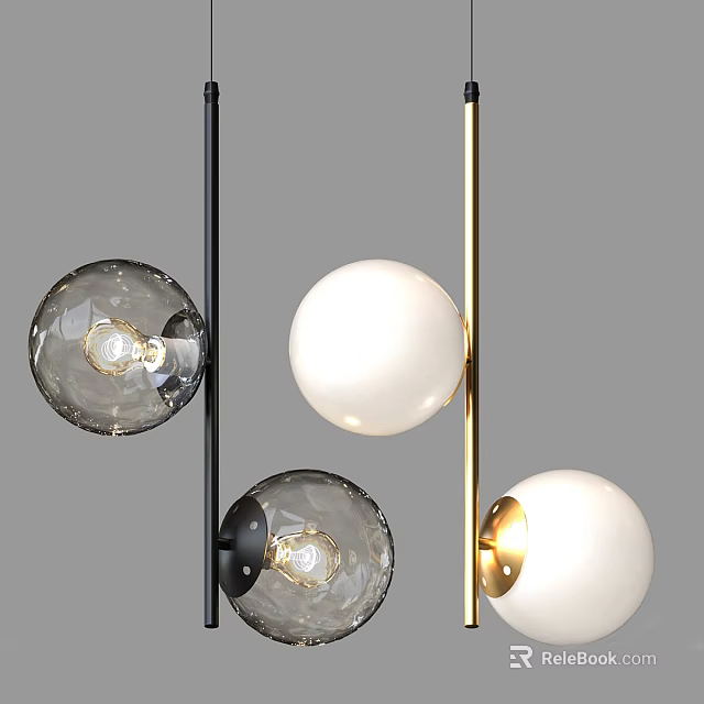 Modern Chandeliers With Glass Globe And White Sphere Design For Home Decor 3d model 