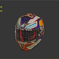 Colorful Weapon Helmet With Blue Purple Red Design Visor And Keep You Wings Logo