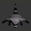 Cute Cartoon Raccoon 3D Model In Standing Pose With Gray White Black Fur