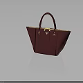 Burgundy Leather Tote Bag With Structured Design And Gold Hardware Fashion Accessory