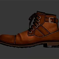 Red Leather Lace Up Ankle Boots With Shiny Surface And Dark Rubber Soles