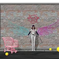 Wing Shaped Neon Decorative Lights with Always On Sign and Glowing Spheres on Brick Wall